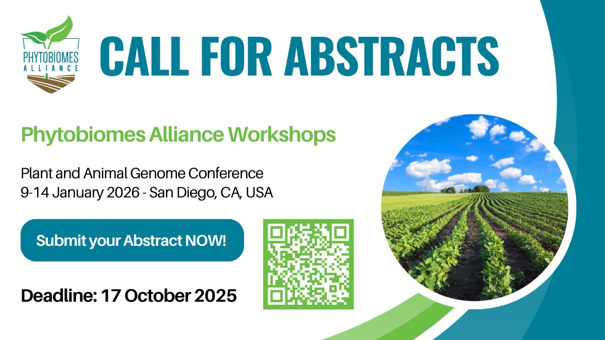 Phytobiomes (@phytobiomes) on Twitter photo โณ Just 1 week left!
Submit your abstract to present at the Phytobiomes Alliance workshops at #PAG33. Donโt miss the chance to showcase your research.
Deadline: 17 Oct 17 2025
๐ app.oxfordabstracts.com/stages/79809/sโฆ โณ Just 1 week left!
Submit your abstract to present at the Phytobiomes Alliance workshops at #PAG33. Donโt miss the chance to showcase your research.
Deadline: 17 Oct 17 2025
๐ app.oxfordabstracts.com/stages/79809/sโฆ
