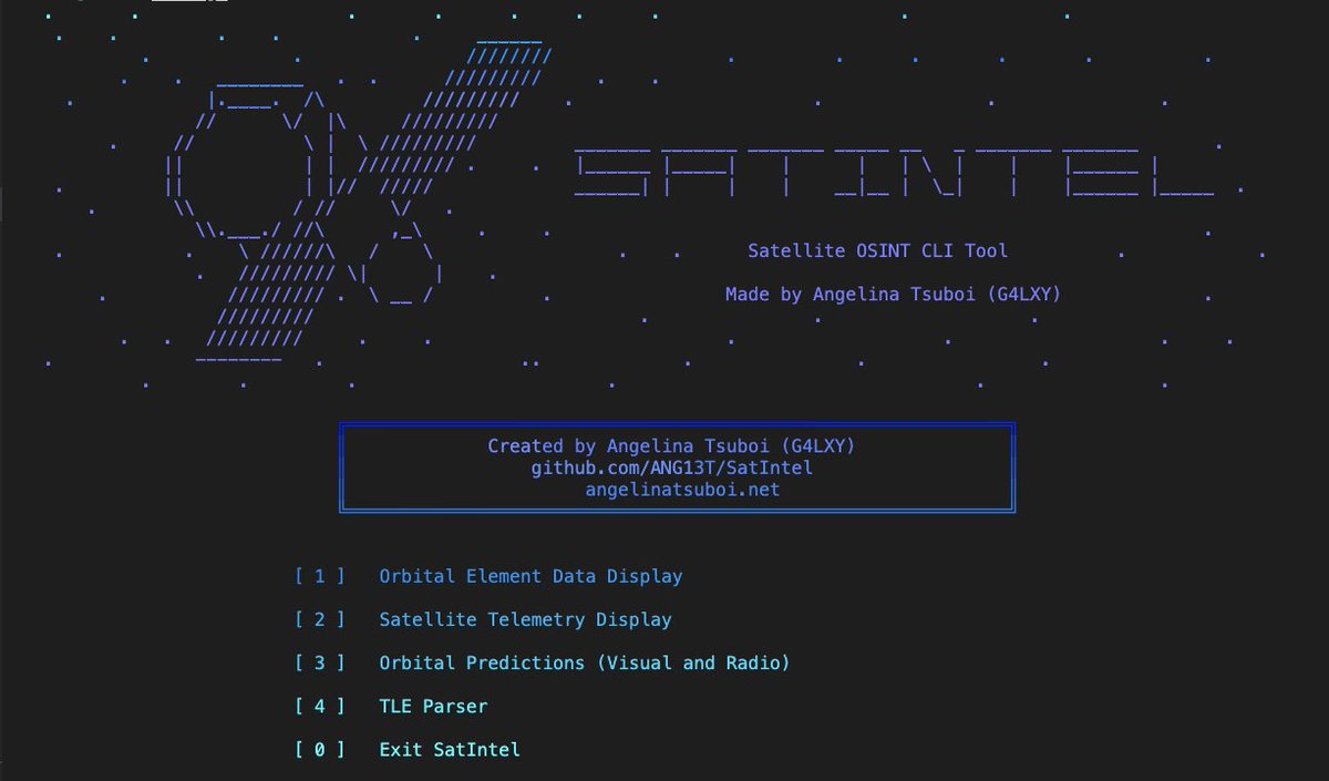 DarkWebInformer's tweet image. SatIntel: An OSINT tool for satellite reconnaissance made with Golang. The tool can extract satellite telemetry, receive orbital predictions, and parse TLEs.

GitHub: github.com/ANG13T/SatIntel

Features:

• Satellite Catalog Retrieval from NORAD ID or Selection Menu
• Display…
