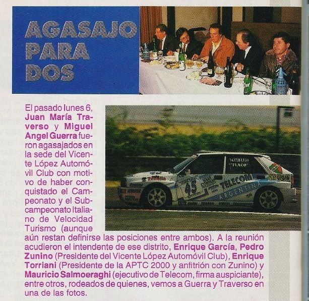 5 de Septiembre de 1993. Finalizaba la novena fecha del Italiano de Turismo en Enna 🇮🇹

🇦🇷 Triunfos de Miguel A. Guerra el sábado y Juan M. Traverso el domingo, con los Lancia Delta del Top Run

Estos resultados aseguraban el título para alguno de los dos en la siguiente..

Corsa