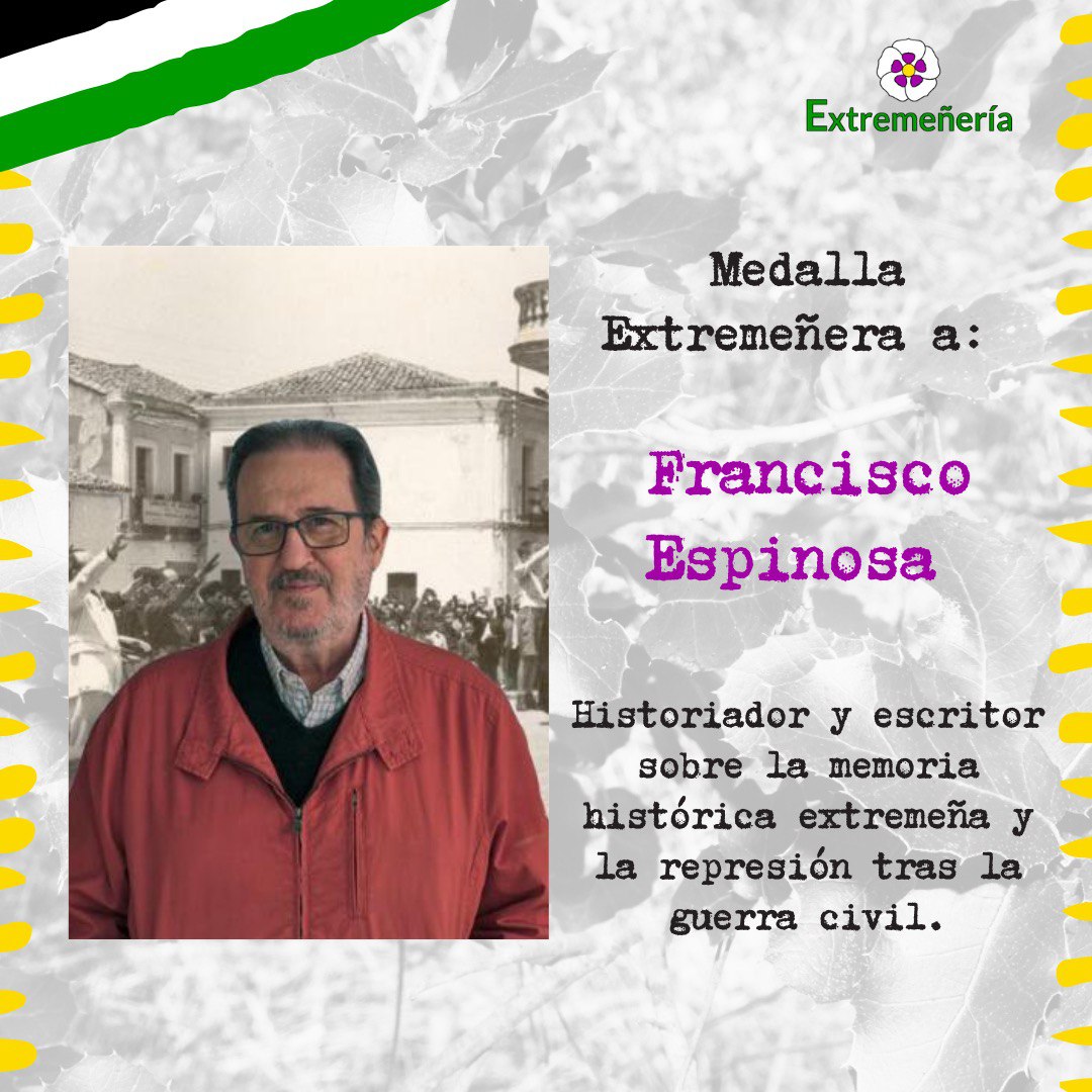 🏅Seguimos entregando nuestras #MedallasExtremeñeras2025. Empezamos el día con el reconocimiento a Francisco Espinosa #DíadeExtremadura #Extremadura 💚🤍