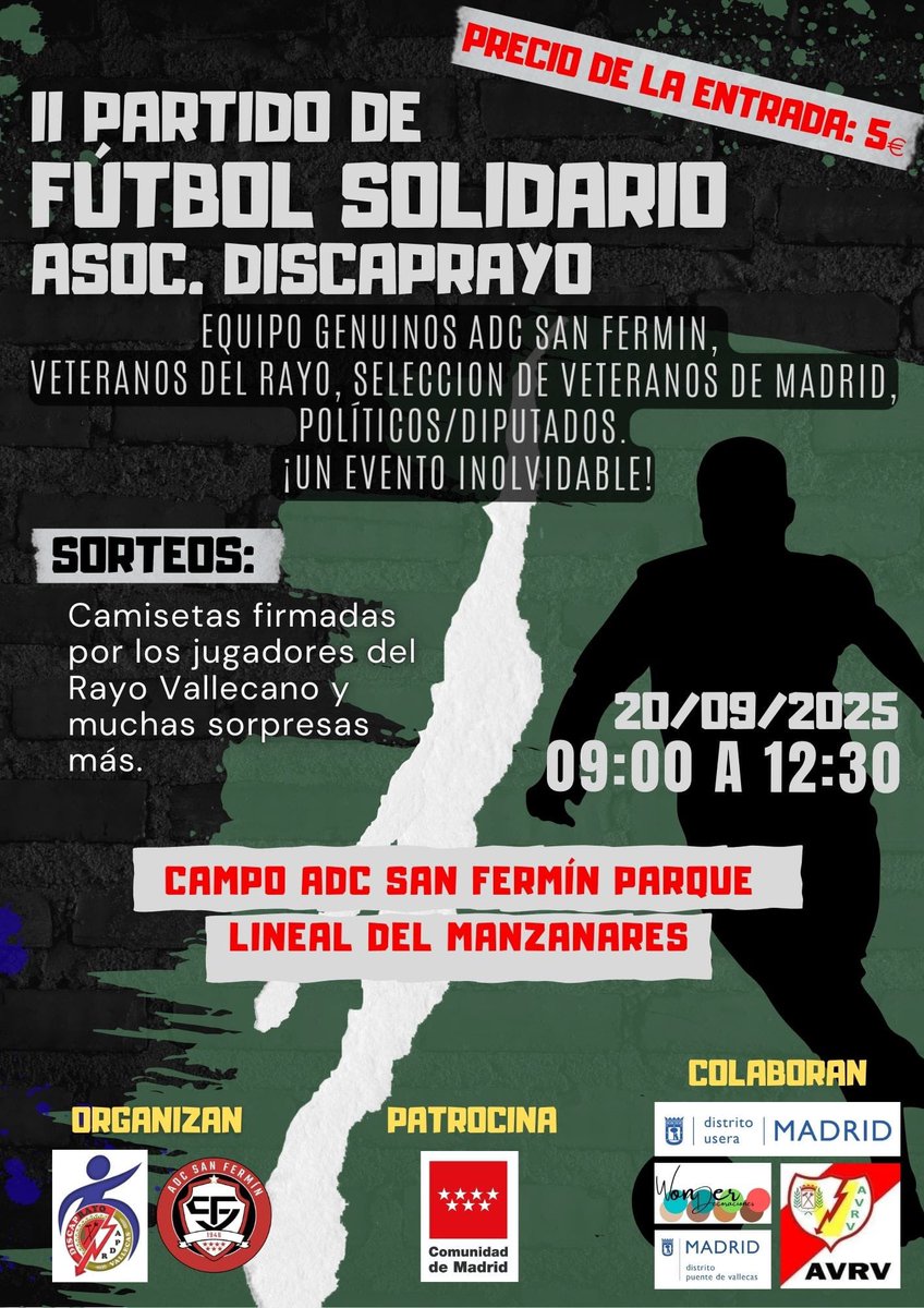 El sábado 20 de septiembre, nuestro club junto a la Peña DiscapRayo acogerá una nueva edición de la jornada solidaria para recoger fondos para personas con discapacidad.

Os esperamos!