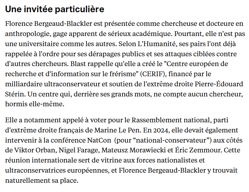 Tribalart_be's tweet photo. L'extrême droite au MR - Danger pour la Belgique

L'invitée vedette de Bouchez est Florence Bergeaud-Blackler 
- Elle est financée par le milliardaire d'extrême droite Pierre-Édouard Stérin
- Elle a appelé à voter pour les fachos du RN en 2024 https://t.co/iMghfetmKH