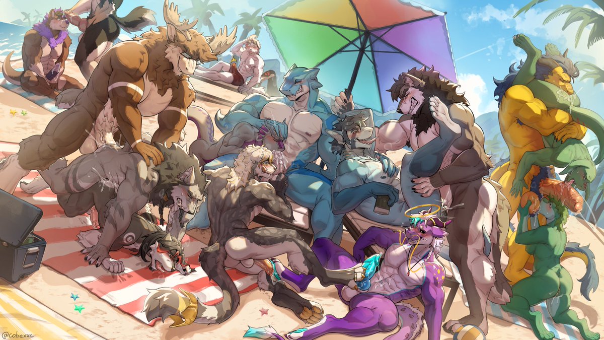 Huuuge orgy piece is done! Took 1,5 month and about 150 layers 💀

Characters belongs to their respective owners