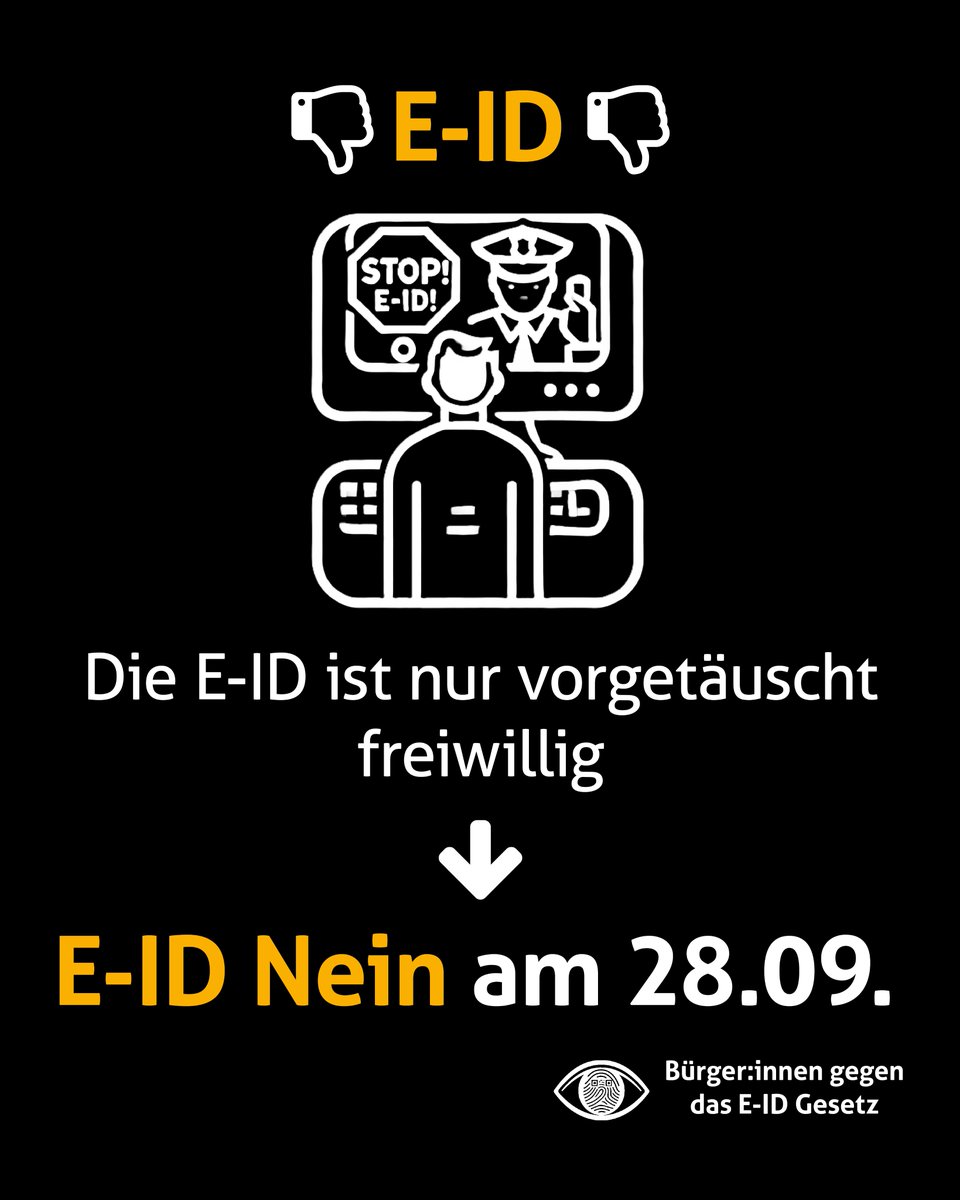Die #eID wird genauso freiwillig sein wie wir seit Jahren freiwillig Cookie-Bannern, Tracking oder Lizenzvereinbarungen zustimmen.

Auch für Twitter ist der Einsatz geplant - und für vieles mehr!
#abst25 #chvote