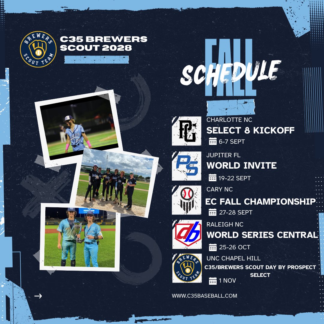 Power Baseball NC (@powerbsb_nc) on Twitter photo C35 Brewers Scout Teams Fall Schedule 
#C35Family #ThisIsMyCrew C35 Brewers Scout Teams Fall Schedule 
#C35Family #ThisIsMyCrew