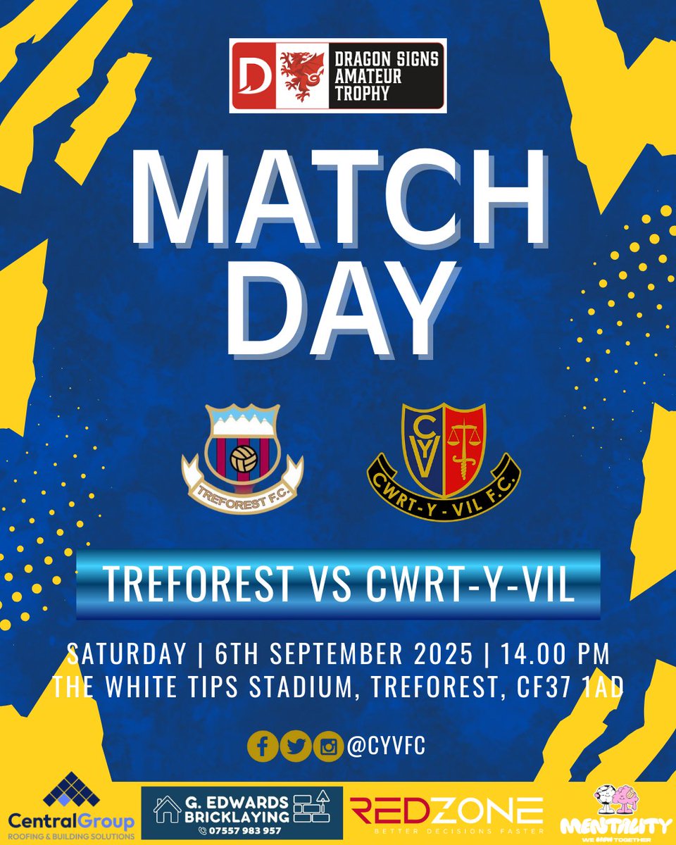 Tomorrow we make the trip to Treforest to take on @treforestfc in the @fawales Trophy.

Pre season done and dusted, this will be a great test for the lads against higher league opposition to see where we are before starting our league campaign next week.
