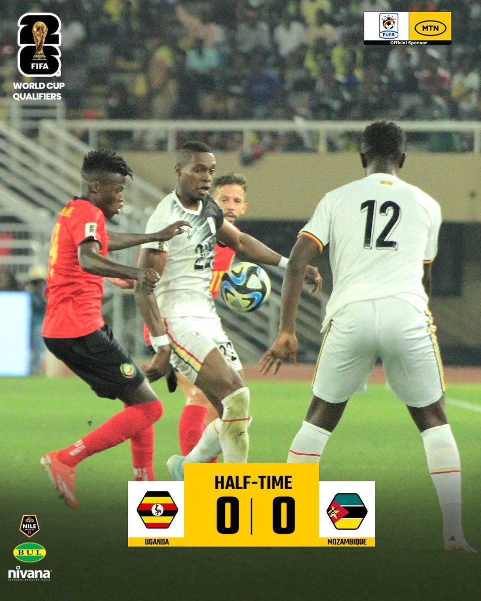 UBC STAR TV UGANDA (@startvuganda) on Twitter photo Ekitundu Ekisooka Kiwedde.
HalfTime: Uganda 0-0 Mozambique  
#UGAMOZ | #FIFAWordCup Ekitundu Ekisooka Kiwedde.
HalfTime: Uganda 0-0 Mozambique  
#UGAMOZ | #FIFAWordCup