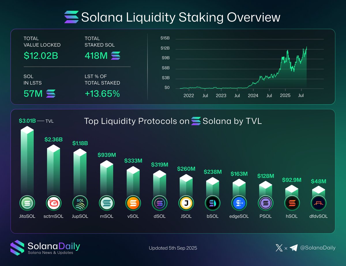 按 TVL 统计的 Solana 顶级流动性协议概览