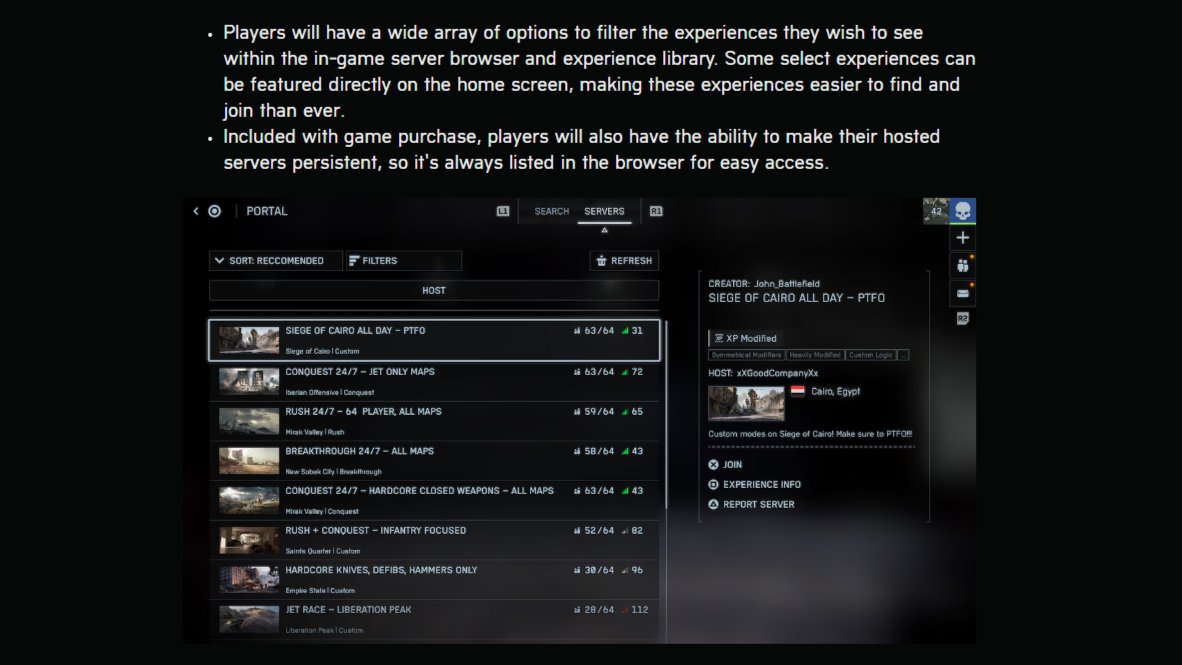 EricExpletive's tweet photo. Persistent hosted servers could give Portal a real chance!
"Official Experiences" should give us actual XP and progression in those servers too.
What are your thoughts on Battlefield 6? 
#Battlefield6 https://t.co/kz6EieeH1C