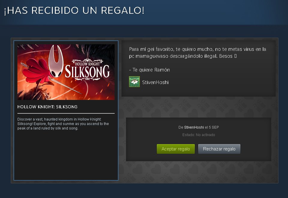 Chicos, esto es una declaración de amor? , me regalaron silksong :'v ,  sale sus directosssss #Silksong #hollowknight #hollowkinghtsilksong #ElGrais