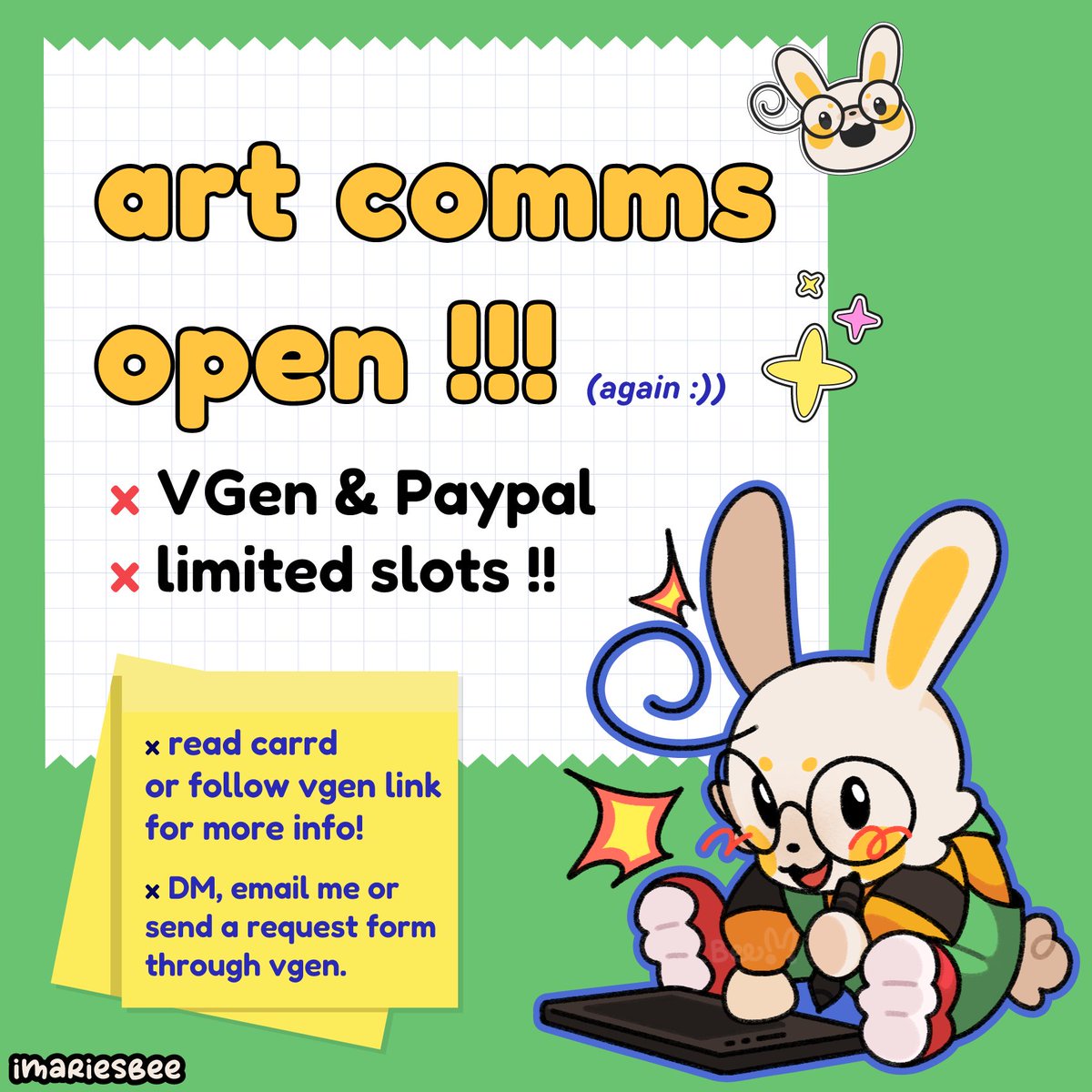 imariesbee's tweet image. 💛HII, ART COMMS OPEN💛 
my art commissions are open again, and i will add some more options soon !!! please RT &amp;amp; share if you can🙏💛✨

✦ about: mariesbee.carrd.co  
✦ more info: vgen.co/mariesbee 

#commissionsopen #artcommissions #vgencomms