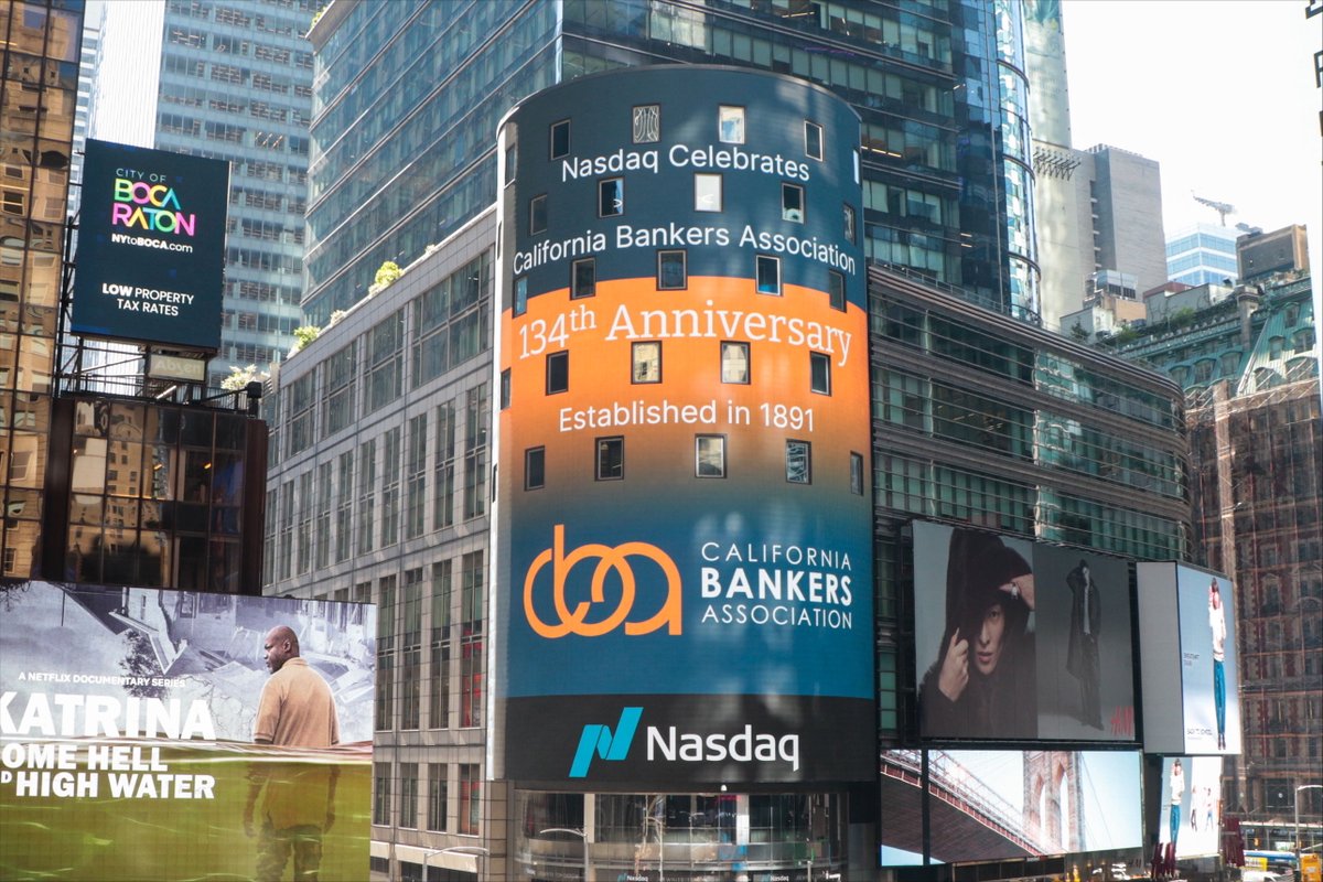 The California Bankers Association was featured on the iconic Nasdaq Tower to celebrate 134 years of leadership, advocacy, and community in banking. Here’s to the next chapter!
#CaliforniaBankers #CaliforniaBanks