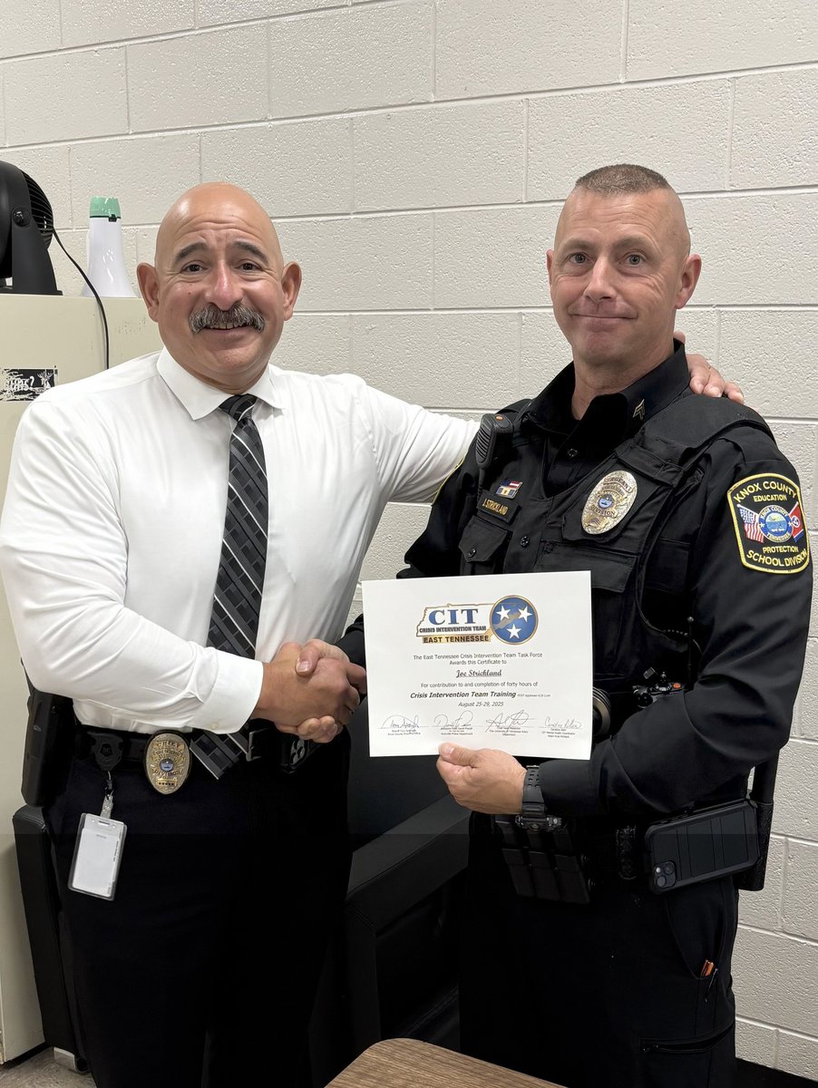 Last week, August 25-29, Sgt. Joe Strickland and Officer Patrick Leach, along with first responders from around the area, attended Crisis Intervention Team (CIT) training. Huge thanks to our allied agencies which, through our partnership, make this training happen.