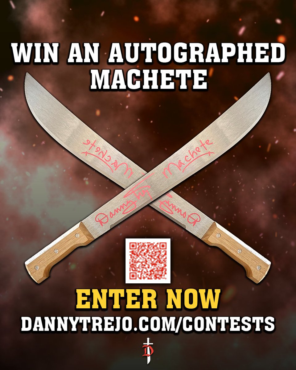officialDannyT's tweet image. Machete don’t joke. And neither do I. 🔪
I signed 3 Machetes, and I’m giving them away!
Think you’ve got what it takes to win one?

Enter here 👉 dannytrejo.com/contests

This is in no way sponsored, administered, or associated with X Corp. By entering, entrants confirm they are…