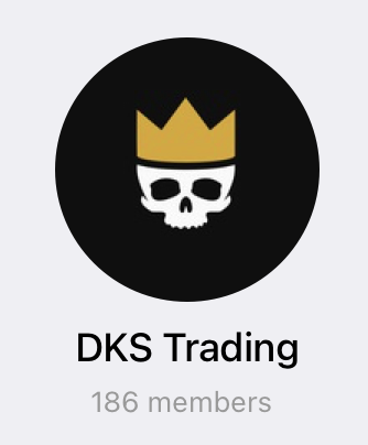 DKS Trading group icon with skull crown and member count