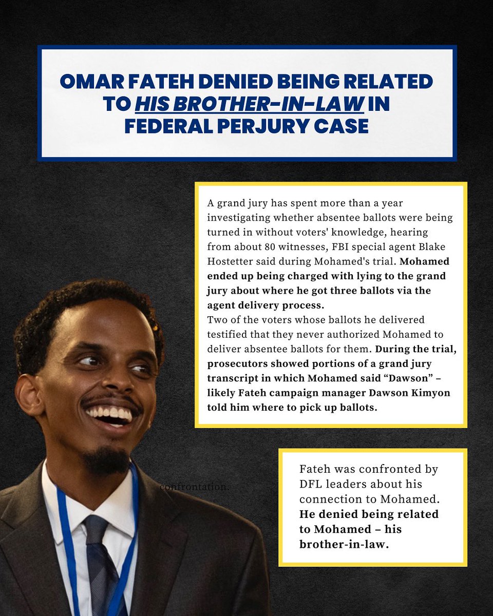 AllOfMpls's tweet image. Buckle up— this is weird.

Omar Fateh’s brother-in-law and 2020 campaign volunteer Muse Mohamud Mohamed was convicted of lying to a federal grand jury, in a case stemming from a federal investigation into ballot fraud during Fateh’s 2020 DFL primary win.

According to the…