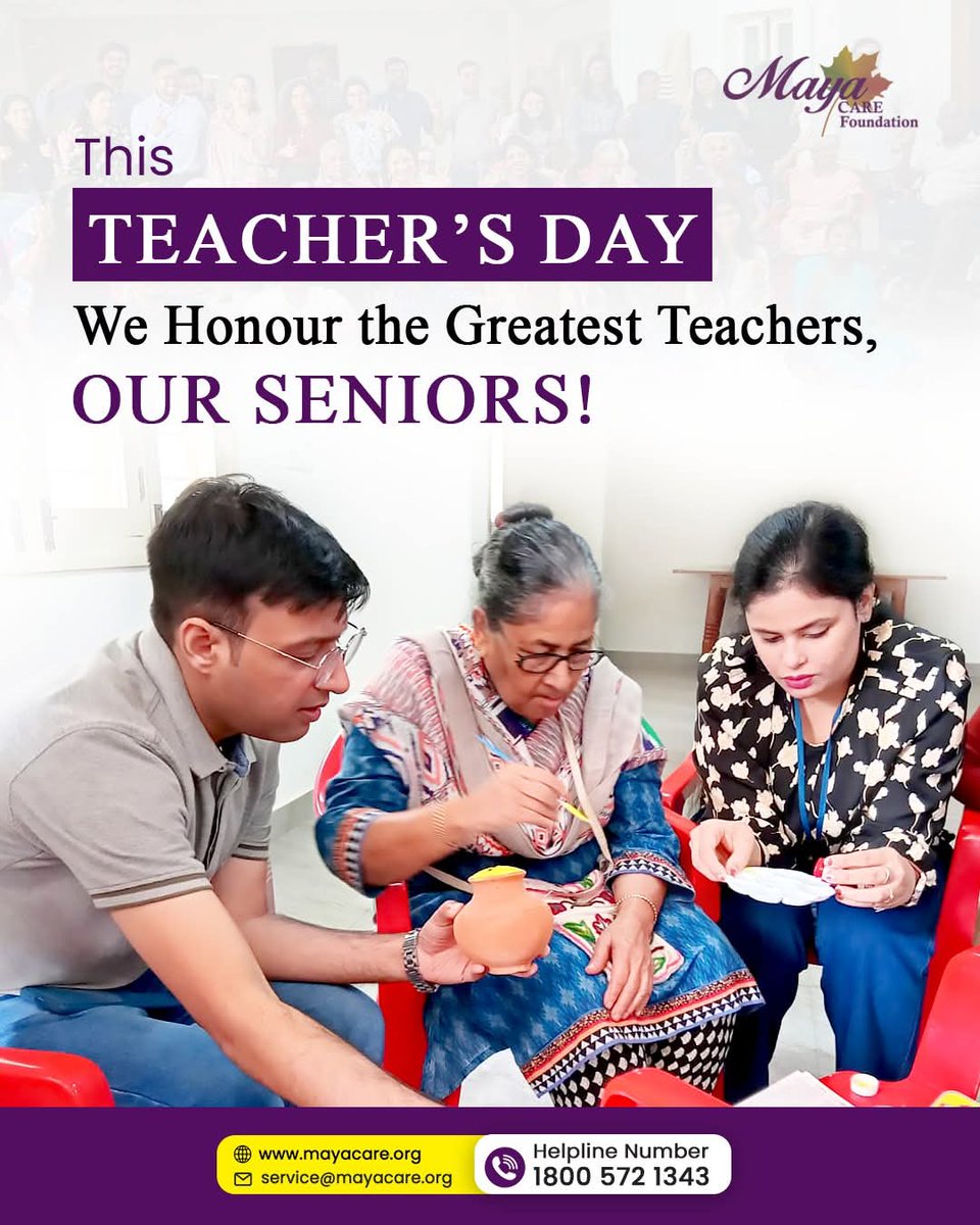 ServiceMayaCARE's tweet photo. This Teacher’s Day, we honour the greatest teachers — our seniors. 🌸 
Their wisdom, experiences, and stories are life lessons that no book can offer. 
At Maya CARE, we celebrate their guidance and cherish their presence. 
Let’s learn, respect, and care for them every day. https://t.co/GKtLmEzQfQ