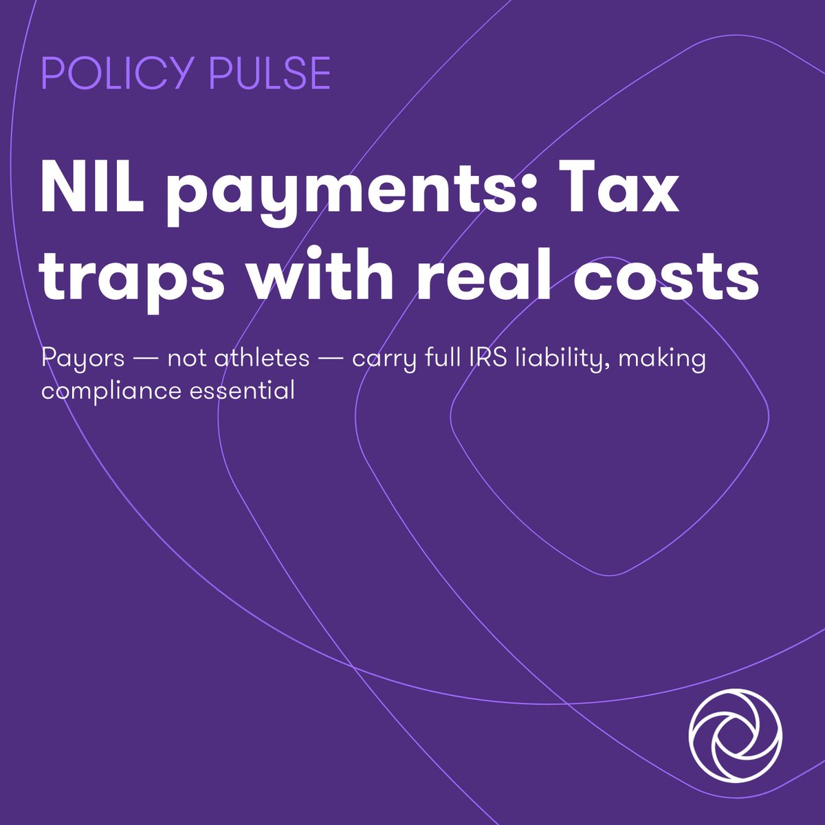 GrantThorntonUS's tweet photo. Foreign student-athletes earn millions in NIL deals, but the #IRS puts #TaxCompliance on payors. Misclassifying income between non-employment compensation and royalties can create major risks. Learn how to safeguard your organization: https://t.co/D8UZanZKH0 https://t.co/INPXTpSsc1