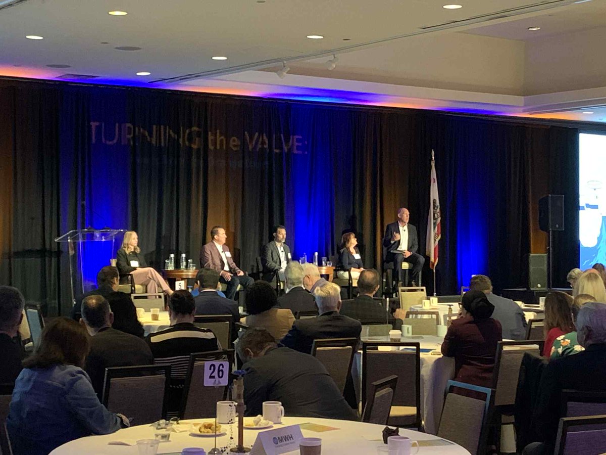 OCWaterSummit's tweet photo. We're kicking off the Summit with two lively sessions. The first, "Responding to PFAS: Balancing Protection, Policy, and Practicality," was followed up by "Is the State Prioritizing Abundant Water Supply?". Lots of great dialogue between panelists! #OCWaterSummit https://t.co/l8x2ifpToY