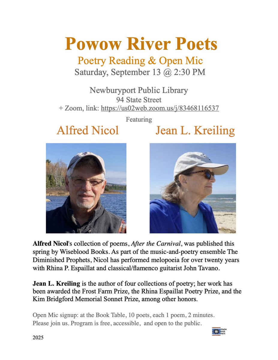 Alfred Nicol (@alfred_nicol) on Twitter photo I'll be reading with my brilliant poet-pal Jean Kreiling, whose ms was chosen by Timothy Steele for the Able Muse Book Award, on Saturday, 9/13, at 2:30 pm. Join us in person or via Zoom. <a href="/WisebloodBooks/">Wiseblood Books</a> <a href="/ablemuse/">Able Muse / Erato</a> <a href="/amjuster/">A.M. Juster (#Petrarch @wwnorton April 2026)</a> <a href="/BorisDralyuk/">Boris Dralyuk</a> <a href="/StevenEKnepper/">Steven Knepper</a> <a href="/JcScharl/">Jane Clark Scharl</a> <a href="/ae_stallings/">Alicia E. Stallings</a> I'll be reading with my brilliant poet-pal Jean Kreiling, whose ms was chosen by Timothy Steele for the Able Muse Book Award, on Saturday, 9/13, at 2:30 pm. Join us in person or via Zoom. <a href="/WisebloodBooks/">Wiseblood Books</a> <a href="/ablemuse/">Able Muse / Erato</a> <a href="/amjuster/">A.M. Juster (#Petrarch @wwnorton April 2026)</a> <a href="/BorisDralyuk/">Boris Dralyuk</a> <a href="/StevenEKnepper/">Steven Knepper</a> <a href="/JcScharl/">Jane Clark Scharl</a> <a href="/ae_stallings/">Alicia E. Stallings</a>
