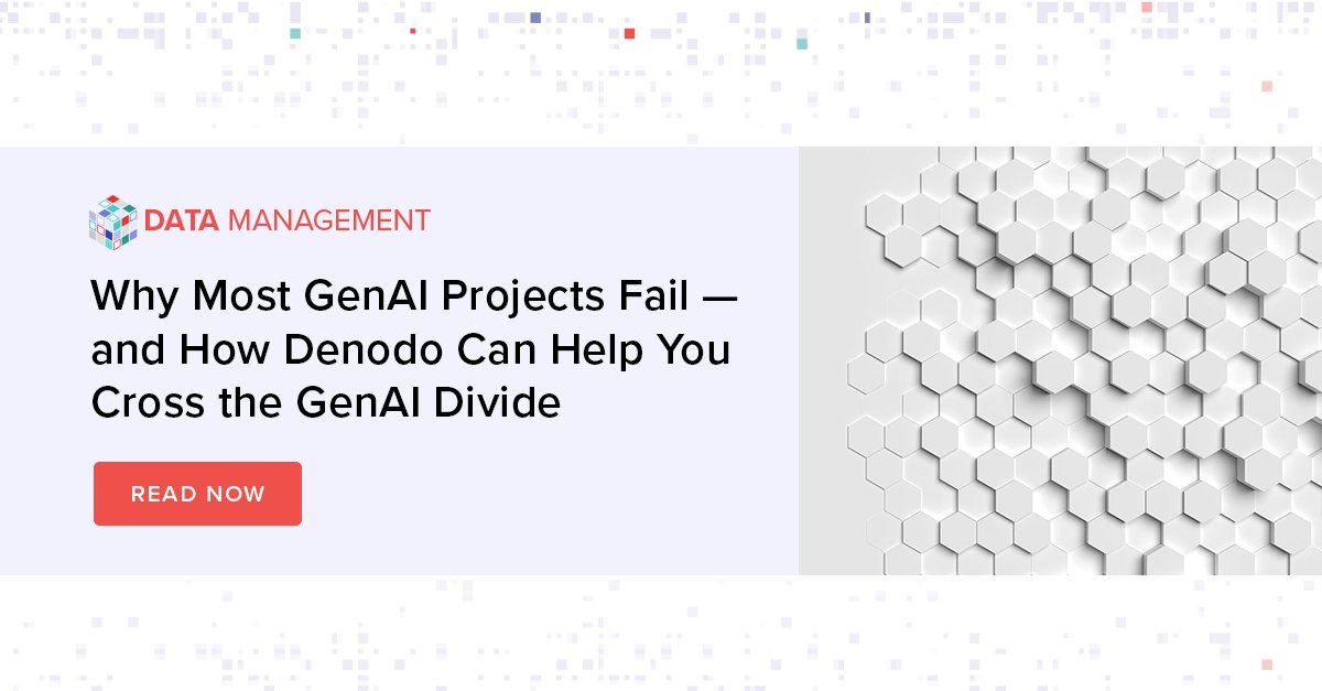 carlisle_gomes's tweet photo. 95% of #GenAI projects fail to deliver ROI (MIT study). Why? Bad data.
@denodo fixes this with live, #governed, contextual data + #RAG support β #AI that generates #ROI, not just content π https://t.co/uAtrV5kREc
#NoDataLeftBehind #NoAIWithoutData #DataManagement https://t.co/hpNtyDBqSl