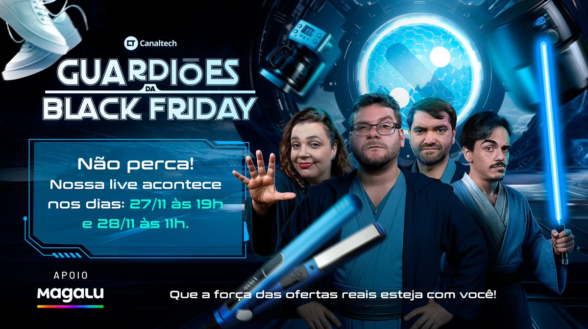 canaltech's tweet image. ALERTA DE MISSÃO! 🦸♂️ Os Guardiões da Black Friday do Canaltech estão chegando pra te salvar das promoções falsas!
🗓️ Anota aí:
- 27 de novembro, 19h
- 28 de novembro, 11h
Lives com as MELHORES e MAIS CONFIÁVEIS ofertas de tecnologia. Não compre nada antes de ver!