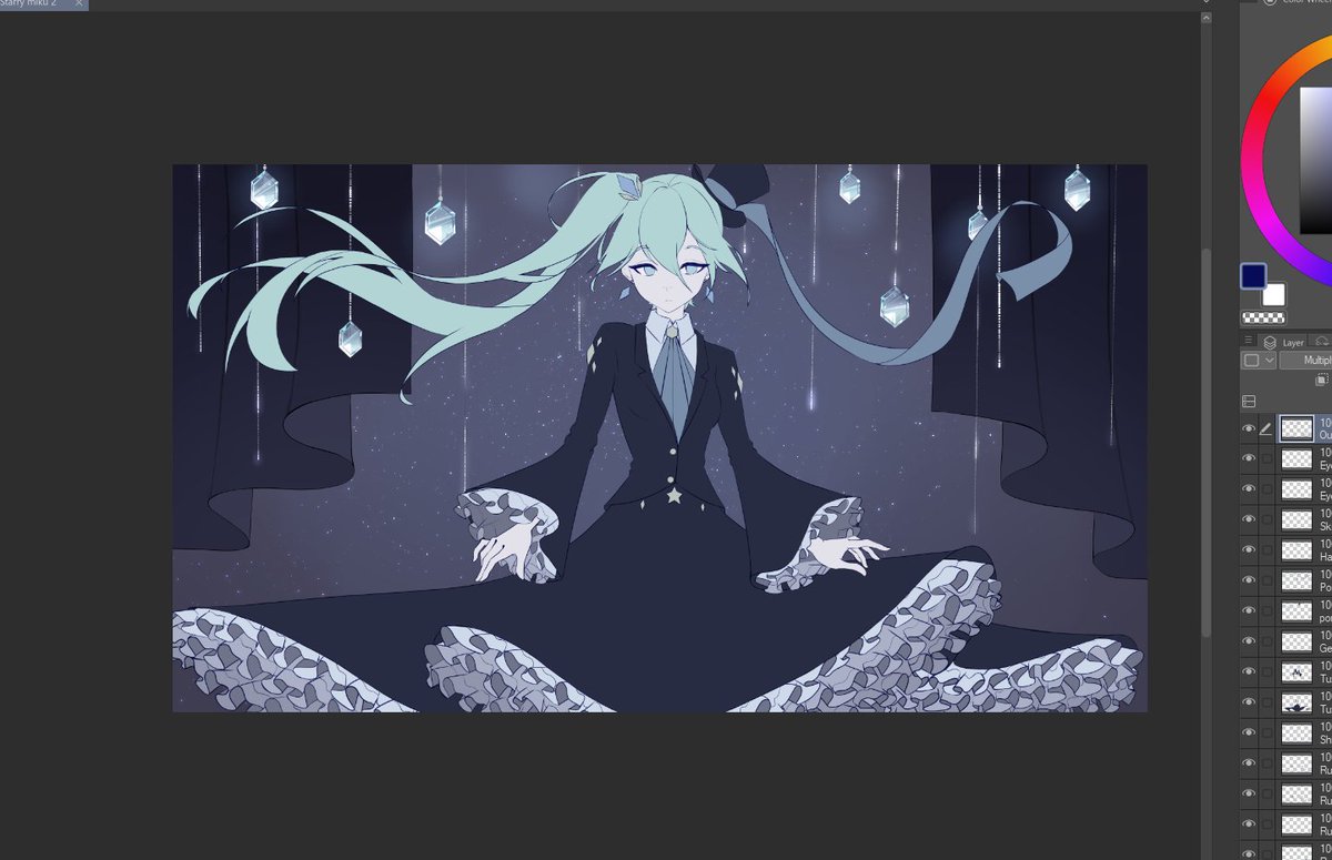 These ruffles have taken me too long but the results have been well worth the effort. After hours I can finally move to the rendering ₍^ >⩊< ^₎Ⳋ #WIP #HatsuneMikuArt