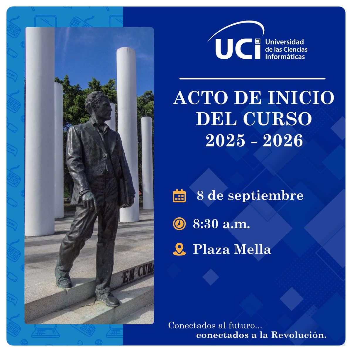 📚 ✨ ¿Estás listo para adentrarte en una nueva travesía académica?
👉 Acompáñanos este #8DeSeptiembre en el Acto de Inicio de Curso para juntos celebrar el comienzo de un año lleno de retos, aprendizaje y sueños compartidos. 📚
#SomosUCI #UniversidadCubana #Cuba