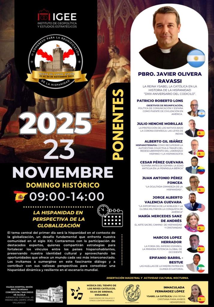 Primeras espadas. 23 Noviembre 

<a href="/PJavierOR/">Padre Javier Olivera Ravasi</a> 
<a href="/patriciolonsweb/">Patricio Lons</a> 
<a href="/JulioHenche/">Julio Henche</a> 
<a href="/GibanezAlberto/">AlbertoGibanez</a> 
@juanpfoncea
<a href="/CPerezGuevara/">César Pérez Guevara</a>

<a href="/ihcn_armada/">IHCN Instituto de Historia y Cultura Naval</a> 
<a href="/InstCervantes/">Instituto Cervantes</a> 
<a href="/AchCavite/">AC Héroes de Cavite. Hispanistas</a>
<a href="/EBlasdeLezo/">Blas de Lezo (Asociación Oficial) desde 2016</a>
#institutodegeopolitica