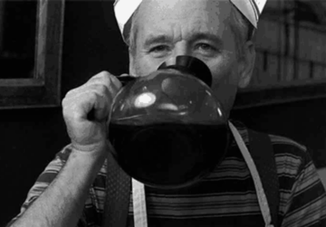 DaysOnAPlate's tweet photo. 'Crisp and clean, no caffeine' is a message from tea drinking hip-hoppers GZA and RZA that definitely didn't get through to Bill Murray judging by his swilling style during their conversation in Jim Jarmusch's film 'Coffee and Cigarettes' which premiered #onthisday (5 Sept 2003) https://t.co/PpyYv3kKW7