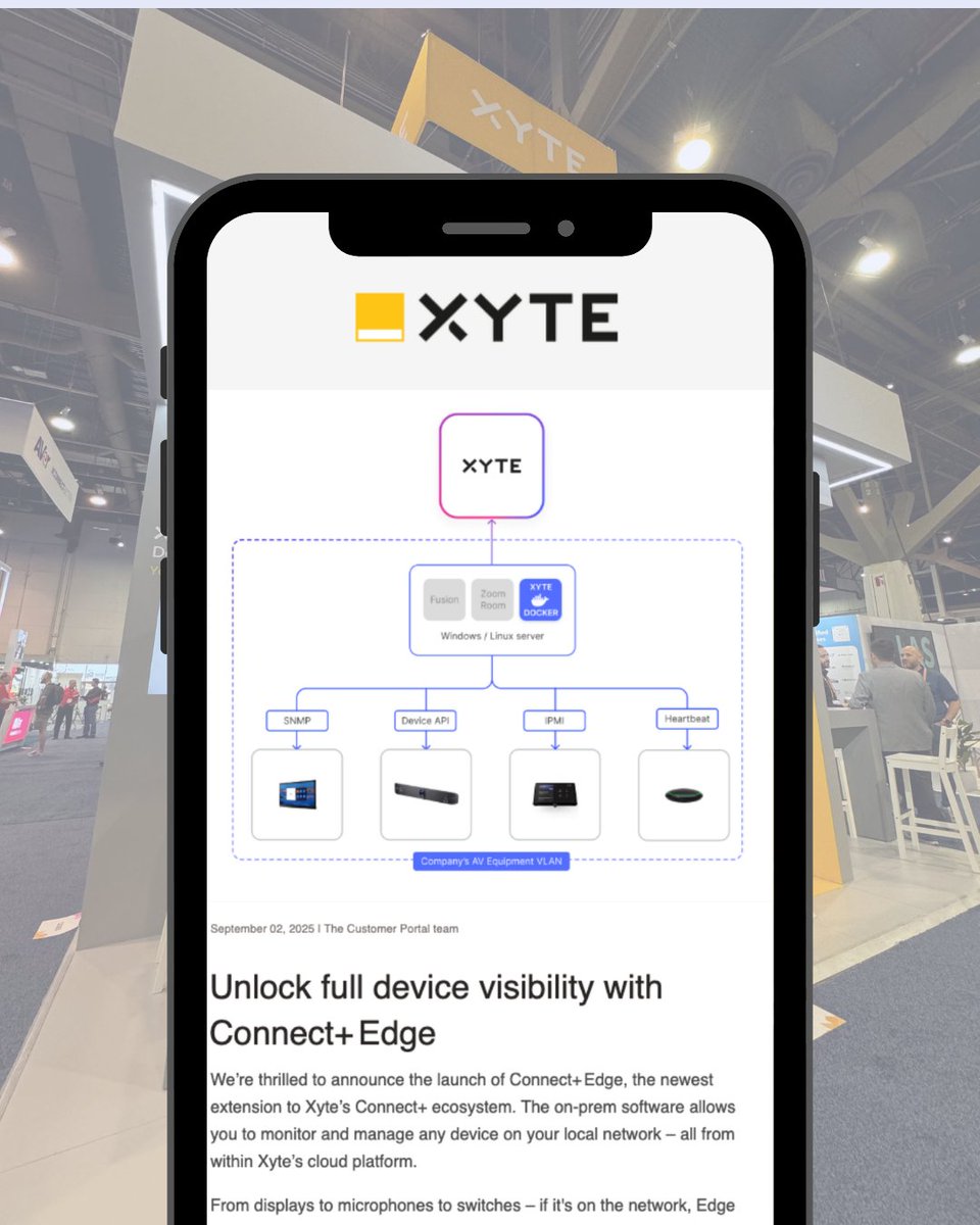 Announcing Connect+ Edge 🟨 the newest part of the #Xyte Connect+ ecosystem!

Monitor &amp; manage on-prem devices in the cloud:
✔️ Any device on your network
✔️ Easy setup 
✔️ Scale from offices to campuses

Learn more + book a free setup session: wp-updates.xyte.io/announcements/…