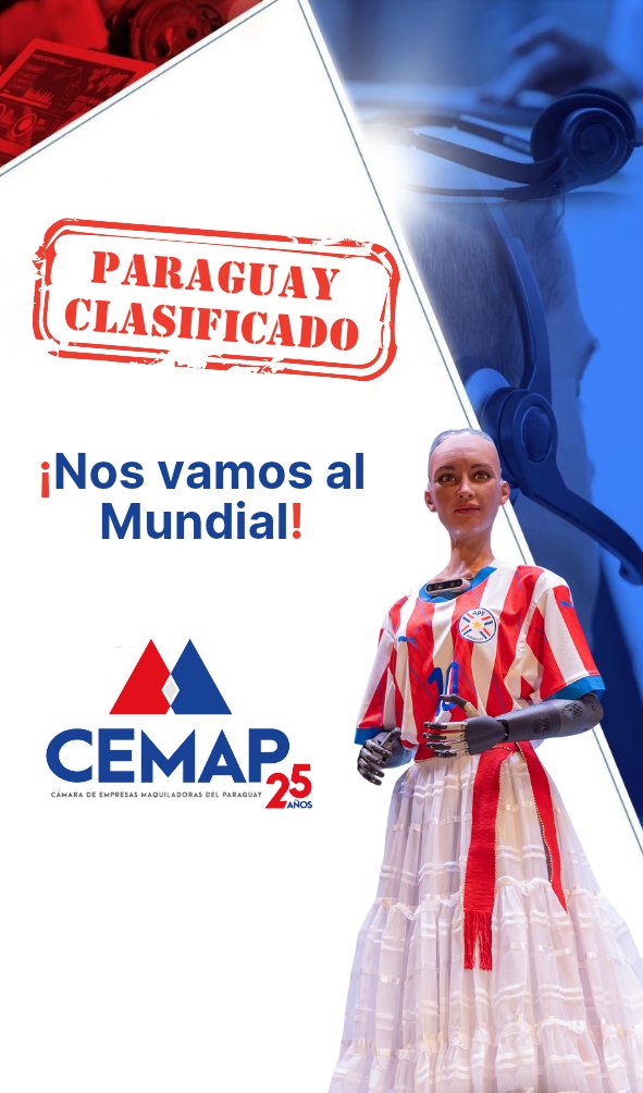 ¡Celebramos este gran logro! 

#CEMAP25 #MaquilaParaguay #CalidadAlMundo #MaquilandoElFuturo 

<a href="/Albirroja/">Selección Paraguaya</a> <a href="/APFOficial/">APF</a> <a href="/RealSophiaRobot/">Sophia the Robot | The Global Robot Ambassador</a>