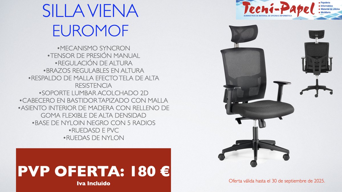 Oferta Vuelta al Cole de silla Viena de Euromof!! #VueltaAlCole #vueltaalcole2025