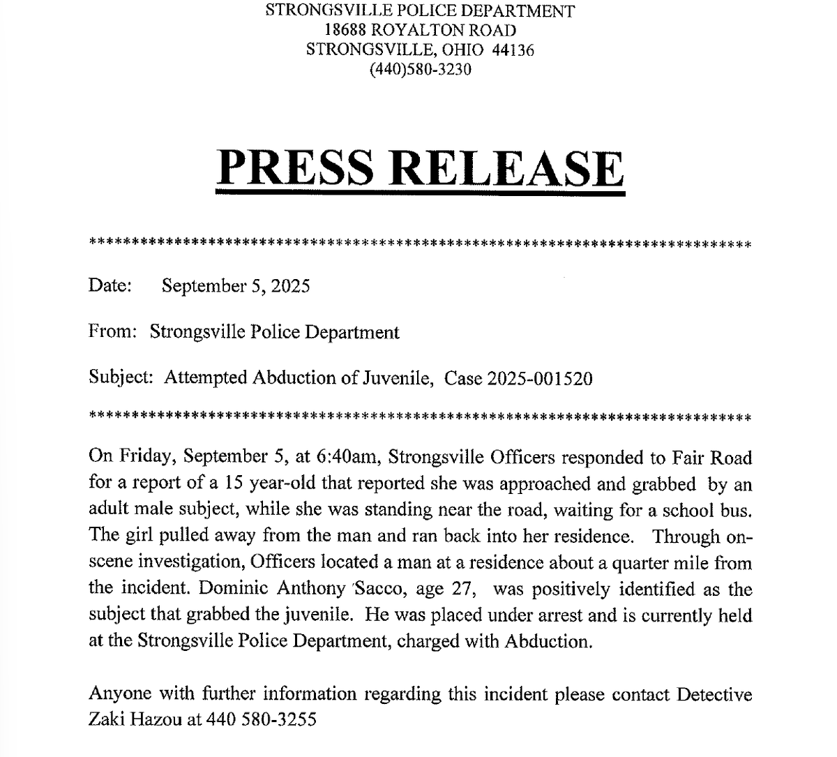 Strongsville PD tweet media