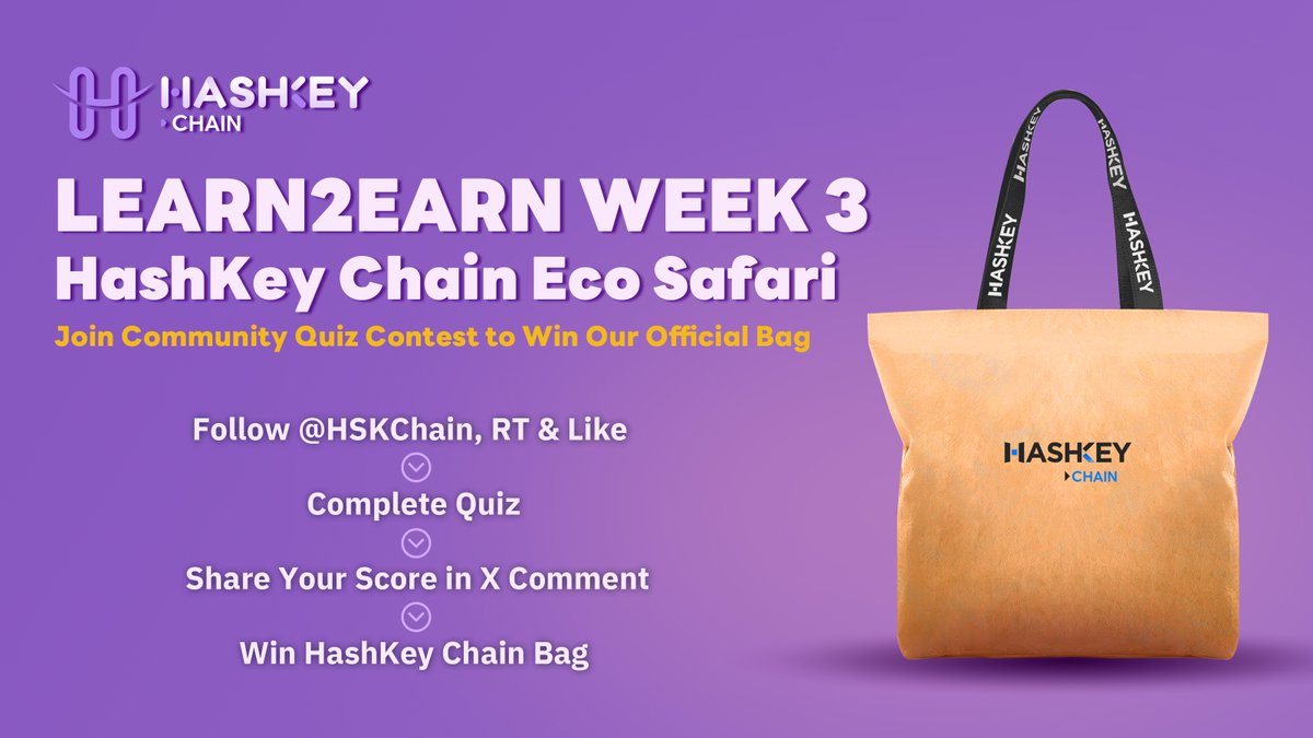 HashKey Chain Community Learn2Earn Contest WEEK3📖

🔥 Topic of the Week: HashKey Chain Eco Safari

How well do you know the projects in the HashKey Chain ecosystem❓Time to put your knowledge to the test — and win a stylish HashKey One-Shoulder Bag💼

📌 How to enter:
1️⃣ Follow