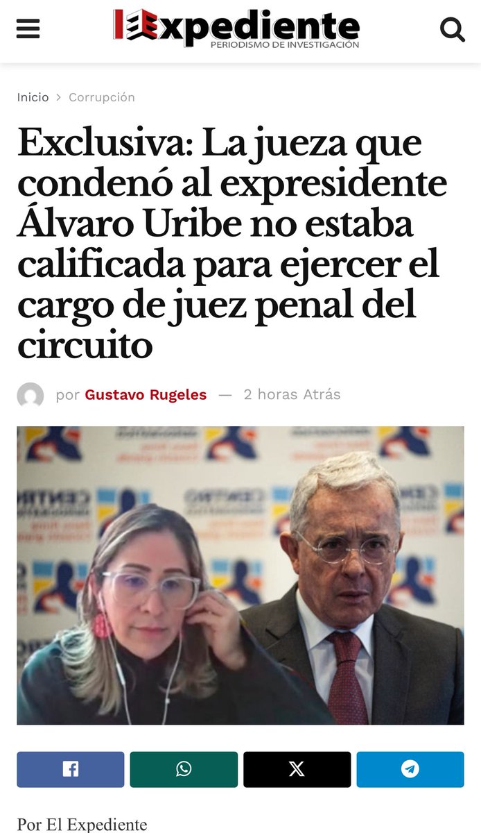 Miren esta perla🧐
Sandra Milena Heredia, jueza que condenó a  12 años en primera instancia a <a href="/AlvaroUribeVel/">Álvaro Uribe Vélez</a> , no estaba habilitada para ejercer como juez. Reprobó tres exámenes de mérito. 
Como la ven 🤨
👇