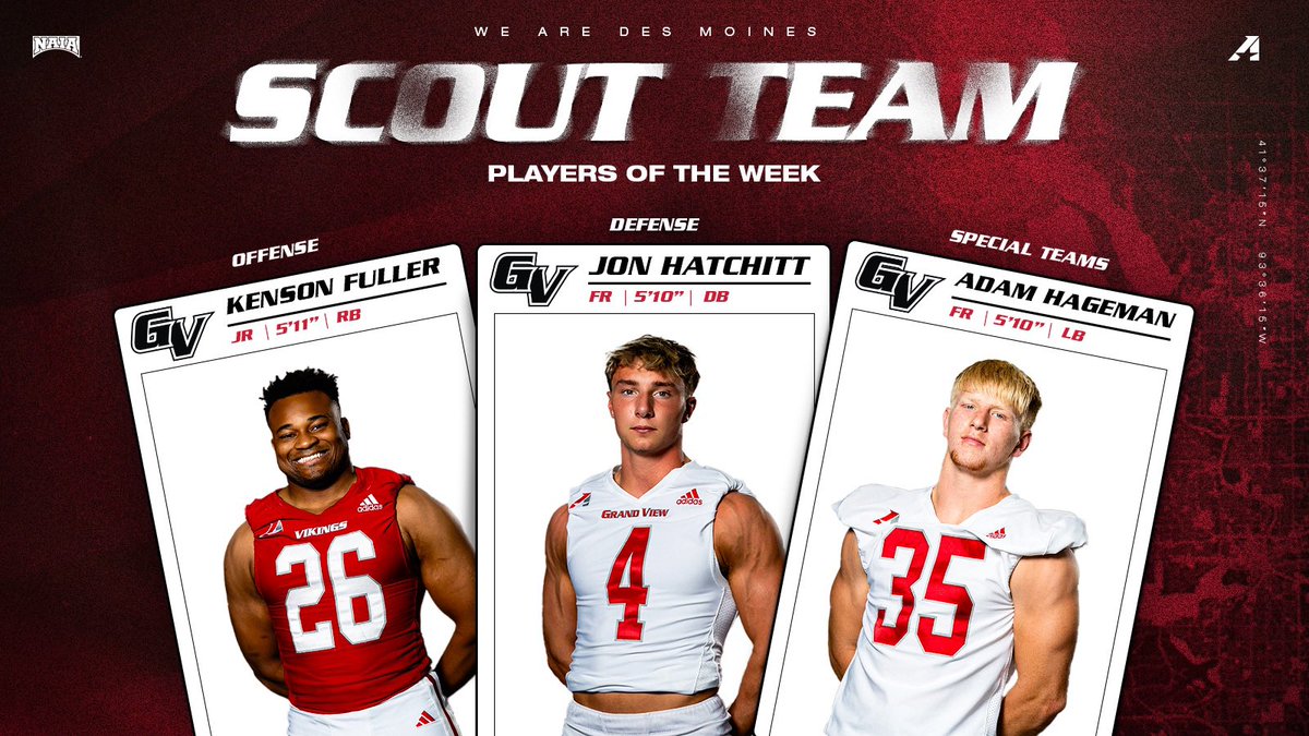 Scout Team Players of the Week ‼️‼️

Offense: Kenson Fuller
Defense: Jon Hatchitt
Special Teams: Adam Hageman

#WEARERSM