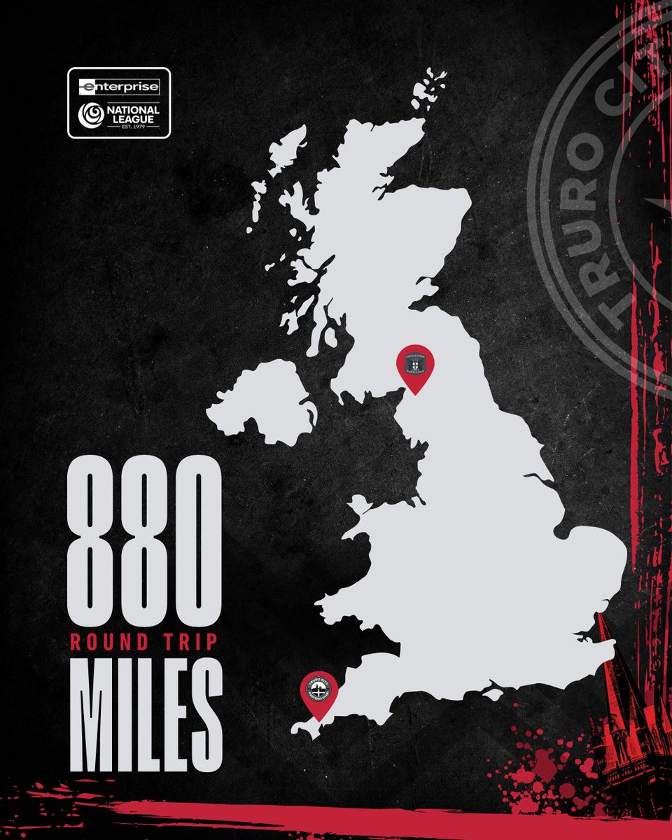 👊 Another record broken tomorrow...

✅ The longest trip ever for an English league game.

😬 (until we face Gateshead in October)

❤️🖤 #WeAreTheCity