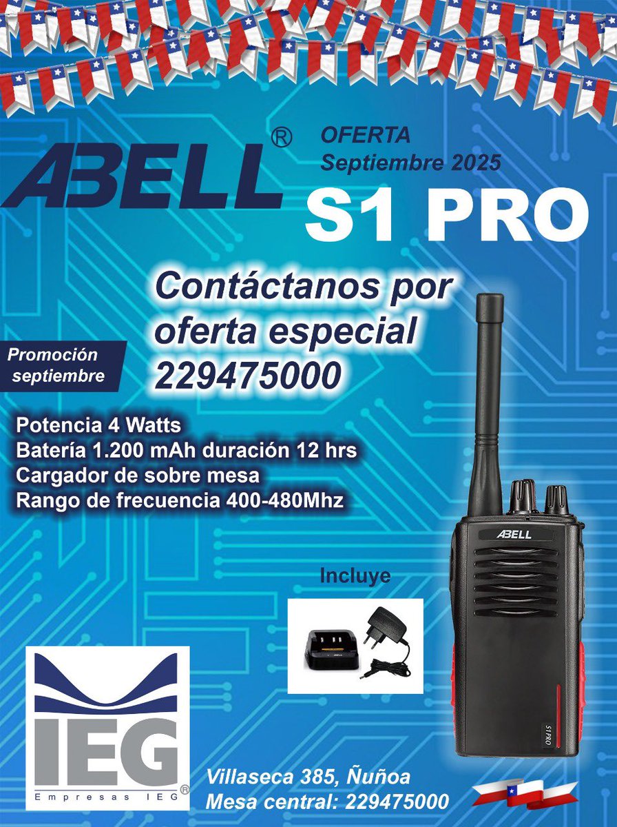 Radio portátil profesional compacta Abell S1 Pro
 
Excelente rendimiento al mejor precio
💯Radio Analoga S1 Pro — La radio portátil ligera que se adapta a todos tus proyectos.
🚚 Entrega en todo Chile

📍 Dirección: Villaseca 385, Ñuñoa – Santiago
📞 Fono: 22 947 5000