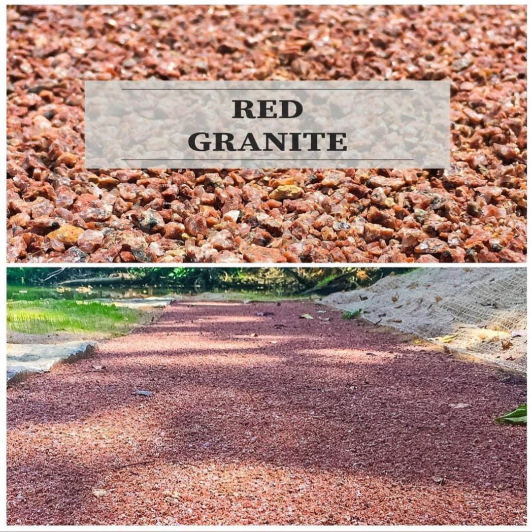 Bold. Strong. Striking.  Red granite makes a statement on cart paths, walkways, sports fields, and big builds alike.  All sizes of red granite available.

#RedGranite #CrushedStone #DecomposedGranite #DrivewayGravel #GraniteAggregate #Gravel #landscapingStone #TorpedoSand