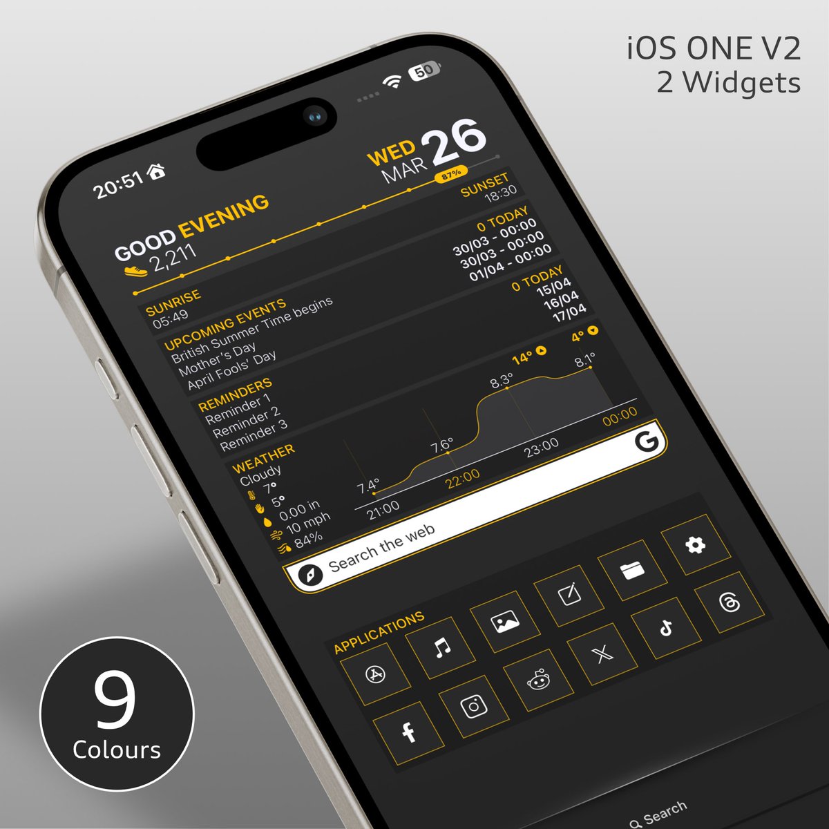 DarugeDigital's tweet photo. Flash Sale : iOS ONE V2 Widgy Widget (Full Pack)

Link in Bio

£12 > £6. 2 widgets showing all the information you might need, along with 12 app launchers. More images / info on Gumroad

#apple #iphone #ios #widgy #widgets #homescreen #homescreensetup #sale https://t.co/pqu4LmgOlt
