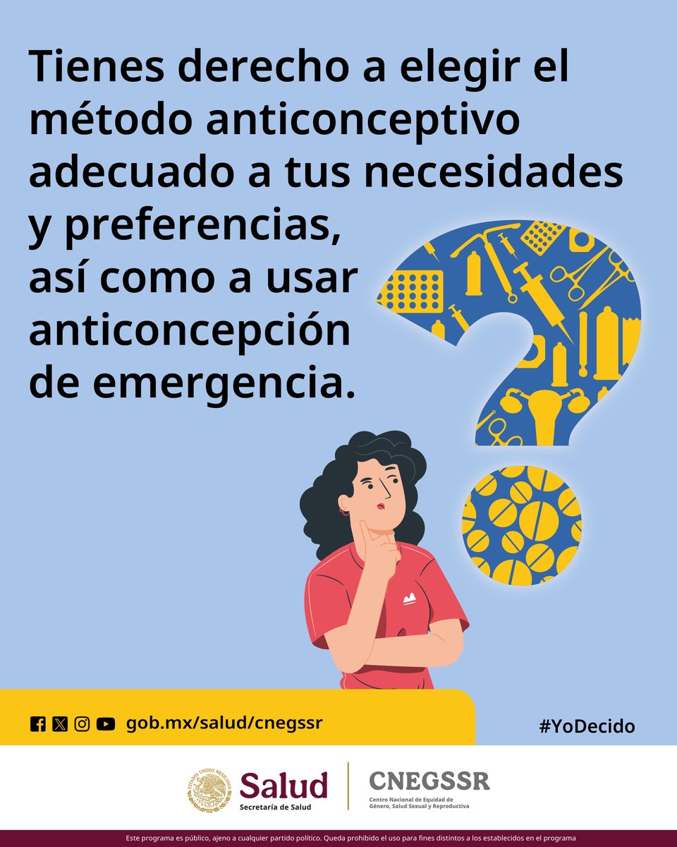 CNEGSSR's tweet photo. Cualquier momento es bueno para decidir sobre tu cuerpo y tu vida sexual y reproductiva.

Ubica los Servicios Amigables para Adolescentes de tu Estado 🔗https://t.co/97HpTgwcEM

Recibirás información, orientación y consejería en anticoncepción.

#YoDecido https://t.co/ehWDD5Gapc