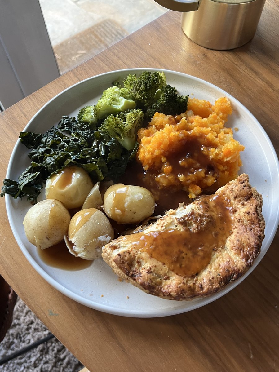 today i walked five miles and i had steak pie with veggies for dinner :) ⛰️