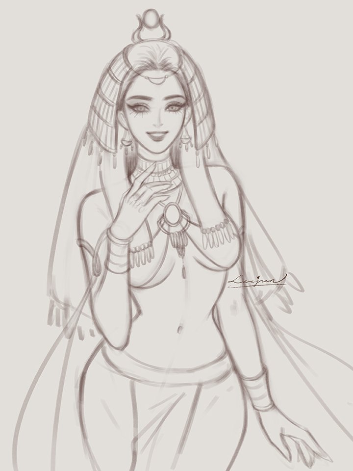 leejun351's tweet image. She looks cute and pretty, but just remember: Love Hurts the most!

#Hathor #ENNEAD #fanart