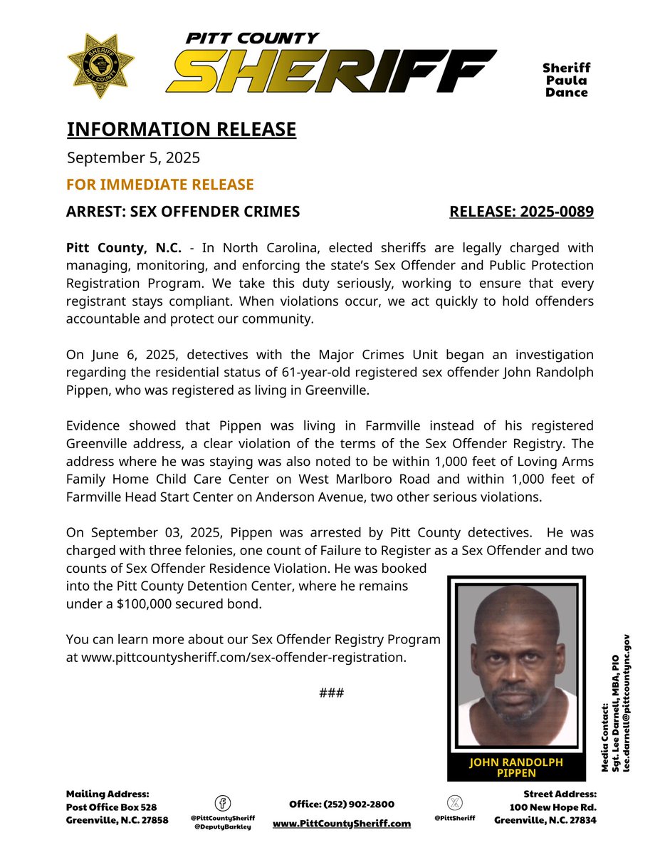 Pitt County Sheriff's Office, N.C. (@pittsheriff) on Twitter photo 