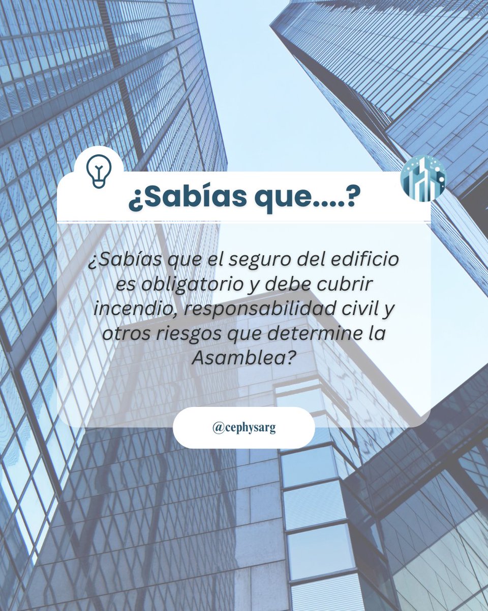 cephysarg's tweet image. 🔎 ¿Sabías que el seguro del edificio es obligatorio y debe cubrir incendio, responsabilidad civil y otros riesgos que determine la Asamblea? 🏢⚖️

👉 Seguinos para más información útil sobre la Propiedad Horizontal.

#PropiedadHorizontal #Consorcios #Cephys #Asamblea #Expensas