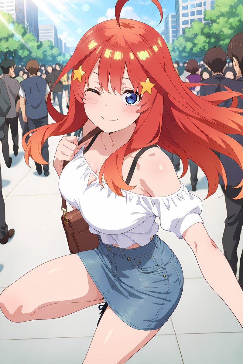 shinon_ai08's tweet photo. 五等分の花嫁｜中野五月

「さて！今日はどこへ行きましょうか？」
朝の街、青空と通りの風が気持ちいい。人混みをすり抜けて、わくわくの一歩目。
 歩きやすい靴で、レッツお出かけです🎶
本日も、穏やかで素敵な休日を願って🍀

#中野五月 #五等分の花嫁 #QuintessentialQuintuplets #ItsukiNakano https://t.co/JVnkTBdrAR