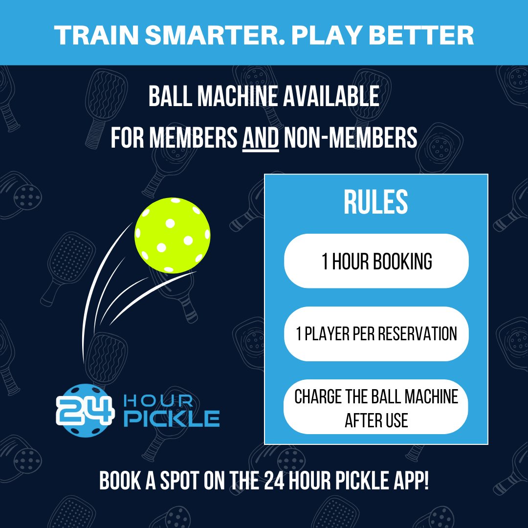 24HourPickle's tweet image. Your best drilling partner — the Ball Machine at 24 Hour Pickle! Perfect for practicing serves, volleys, resets, and everything in between — anytime you want.

#PickleballTraining #BallMachine #PickleballPractice #24HourPickle #PickleballSkills #TrainAndPlay #PickleballCommunity