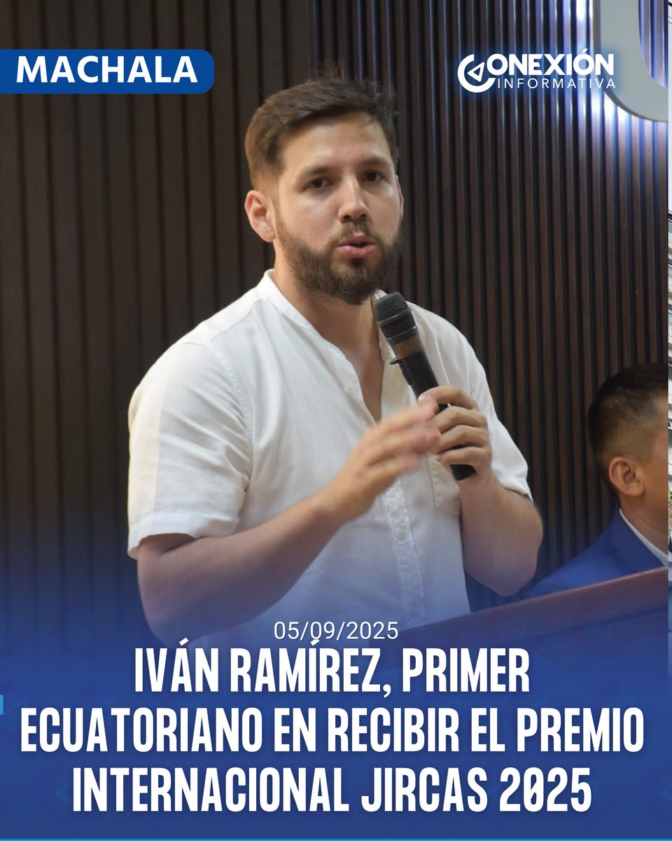 ConexionECU's tweet photo. #Machala | El orense Iván Ramírez, director de Investigación de la @utmach1969, se convirtió en el primer ecuatoriano en recibir el Premio Internacional JIRCAS 2025, otorgado por el Centro Japonés de Investigación en Ciencias Agrícolas Internacionales. 💻 https://t.co/216MNdQ4G0 https://t.co/rPj3lNmS6c