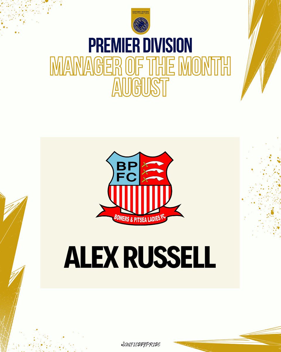 Alex Russell from <a href="/bowersladiesfc/">Bowers & Pitsea Ladies FC</a> has been named your Manager of the Month for August in the Premier Division! 

All votes have been combined from Instagram and X 

#UnifiedByPride